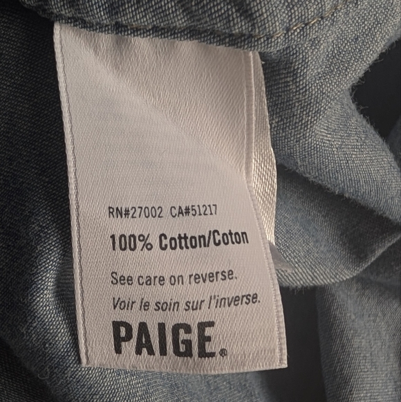 Paige Mila Chambray Denim Shirt Button up Tie Cinch Waist Dress Size XS - Picture 4 of 8